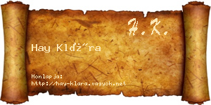 Hay Klára névjegykártya
